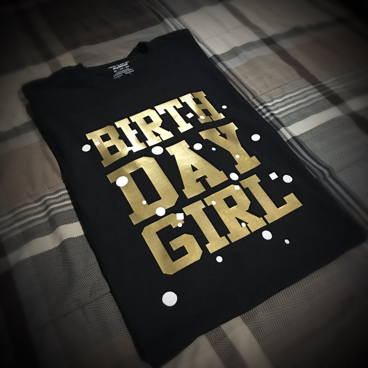 Birthday Girl T-Shirt (Black, Gold, and White) - 550strong