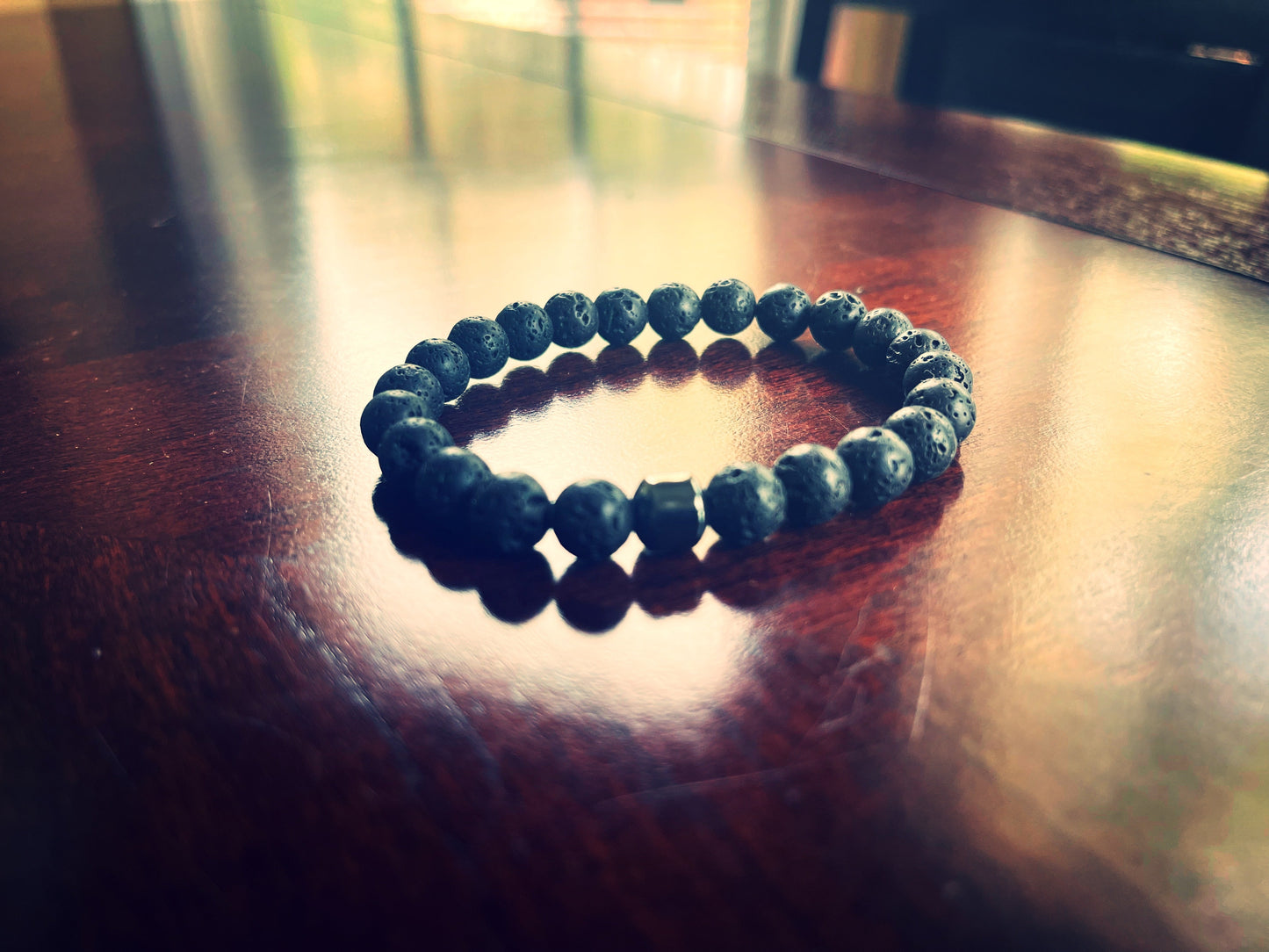 Lava Stone Bracelet with Hematite | Natural Stone Beaded Bracelet - 8mm; 19-19.5 cm - 550strong