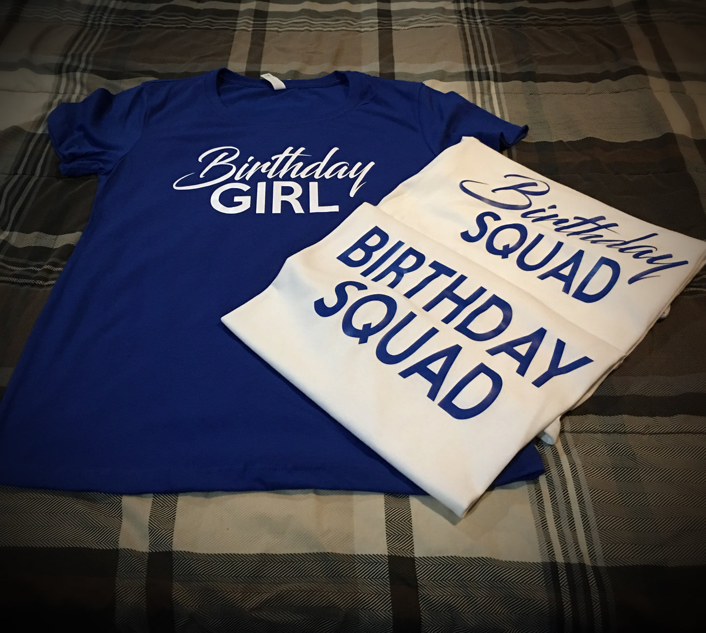 Birthday Girl and Squad T-Shirt - Royal Blue and White Edition