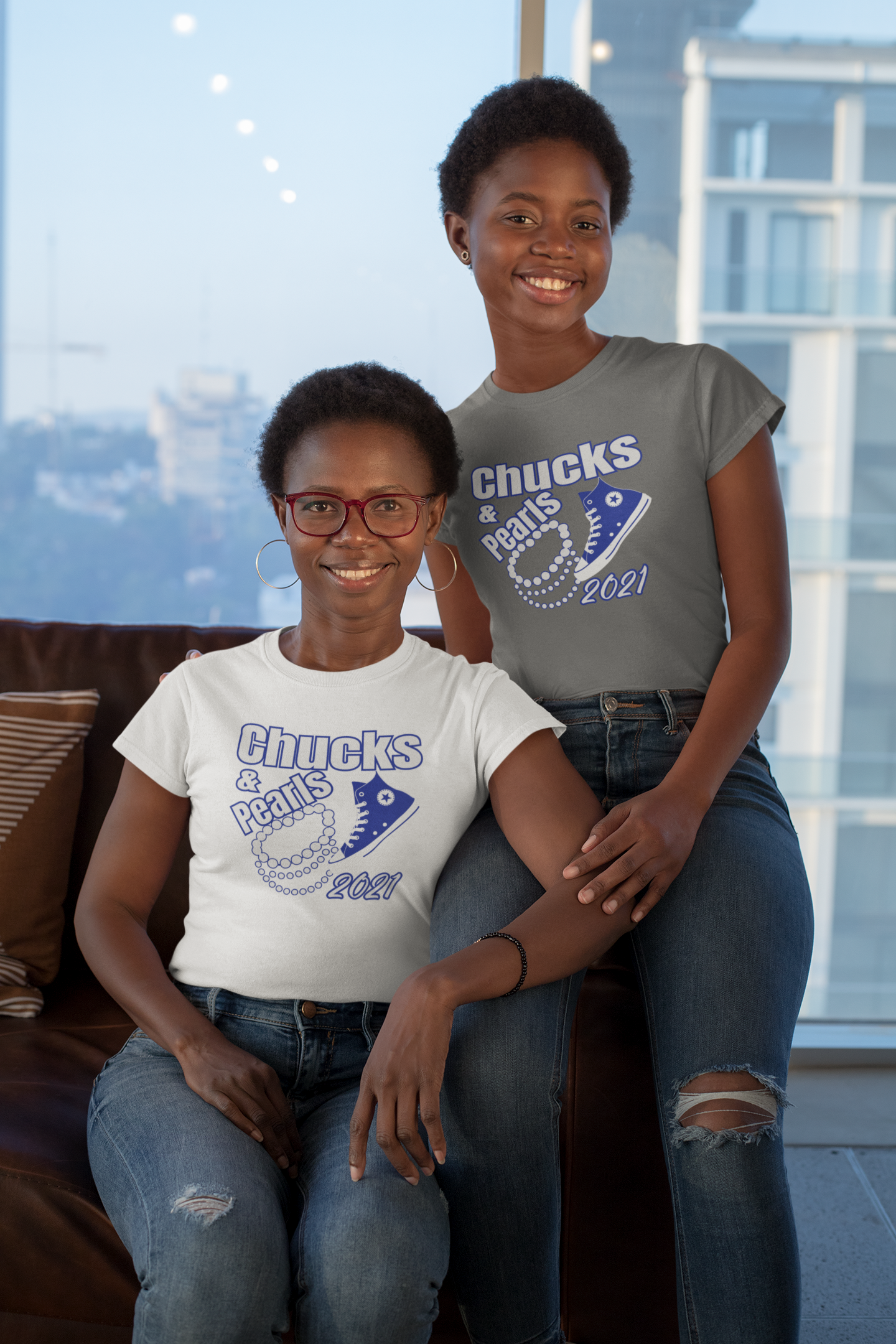 Chucks and Pearls Kamala Harris MVP Shirt - Blue | Black Edition