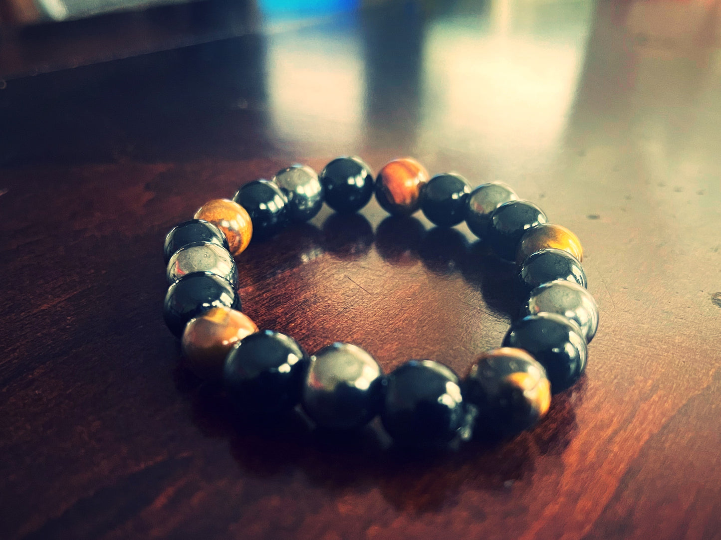 The Protector - Obsidian, Tigers Eye, and Hematite Nature Stone Bracelet