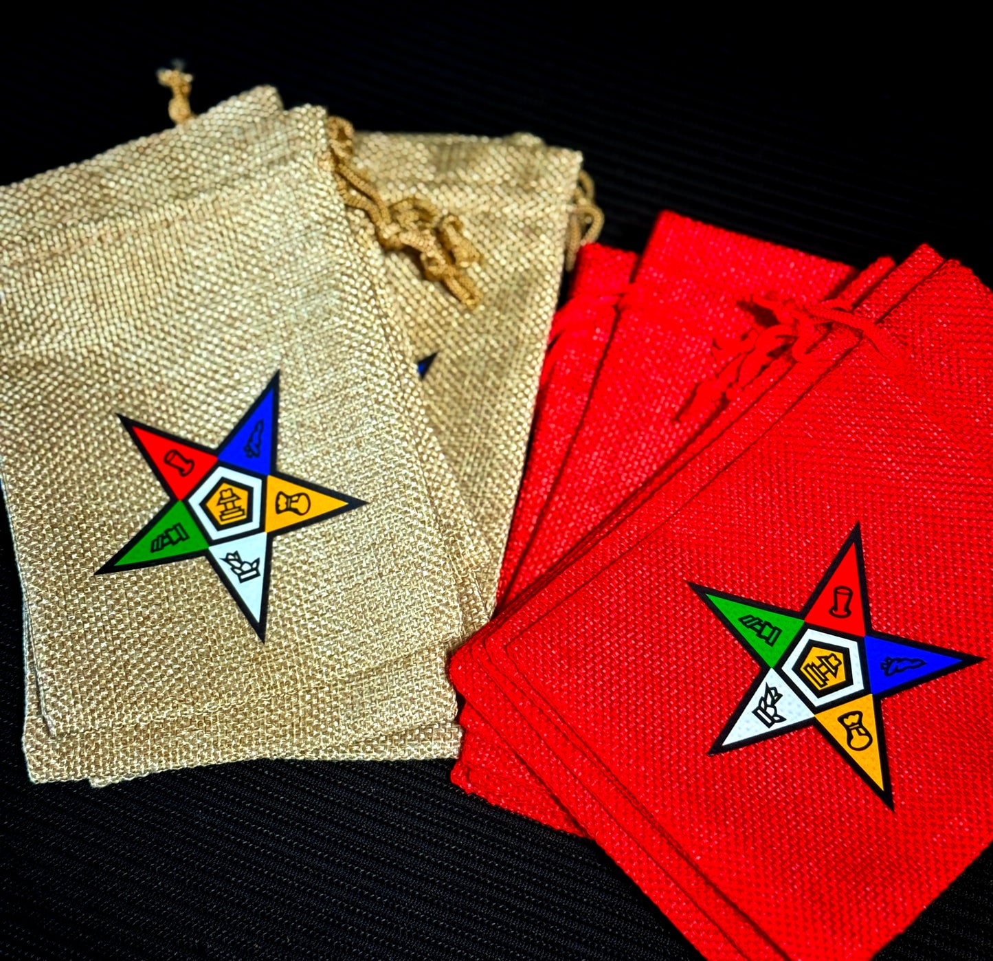 Order of Eastern Star (OES) Gift Bags | OES Burlap Bag  - Pentagon Point Up - 550strong
