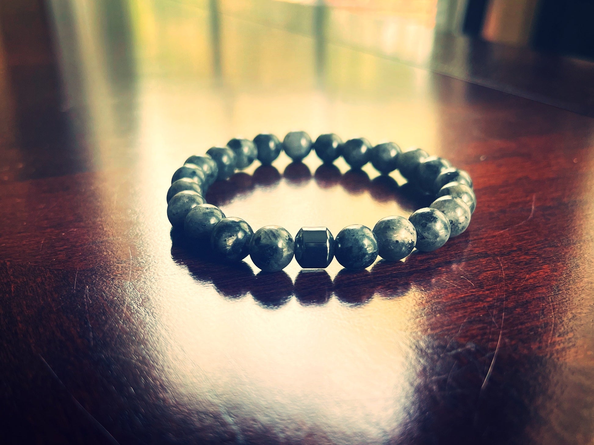 Black Labradorite Bracelet with Hematite | Natural Stone Beaded Bracelet - 8mm; 19-19.5 cm - 550strong
