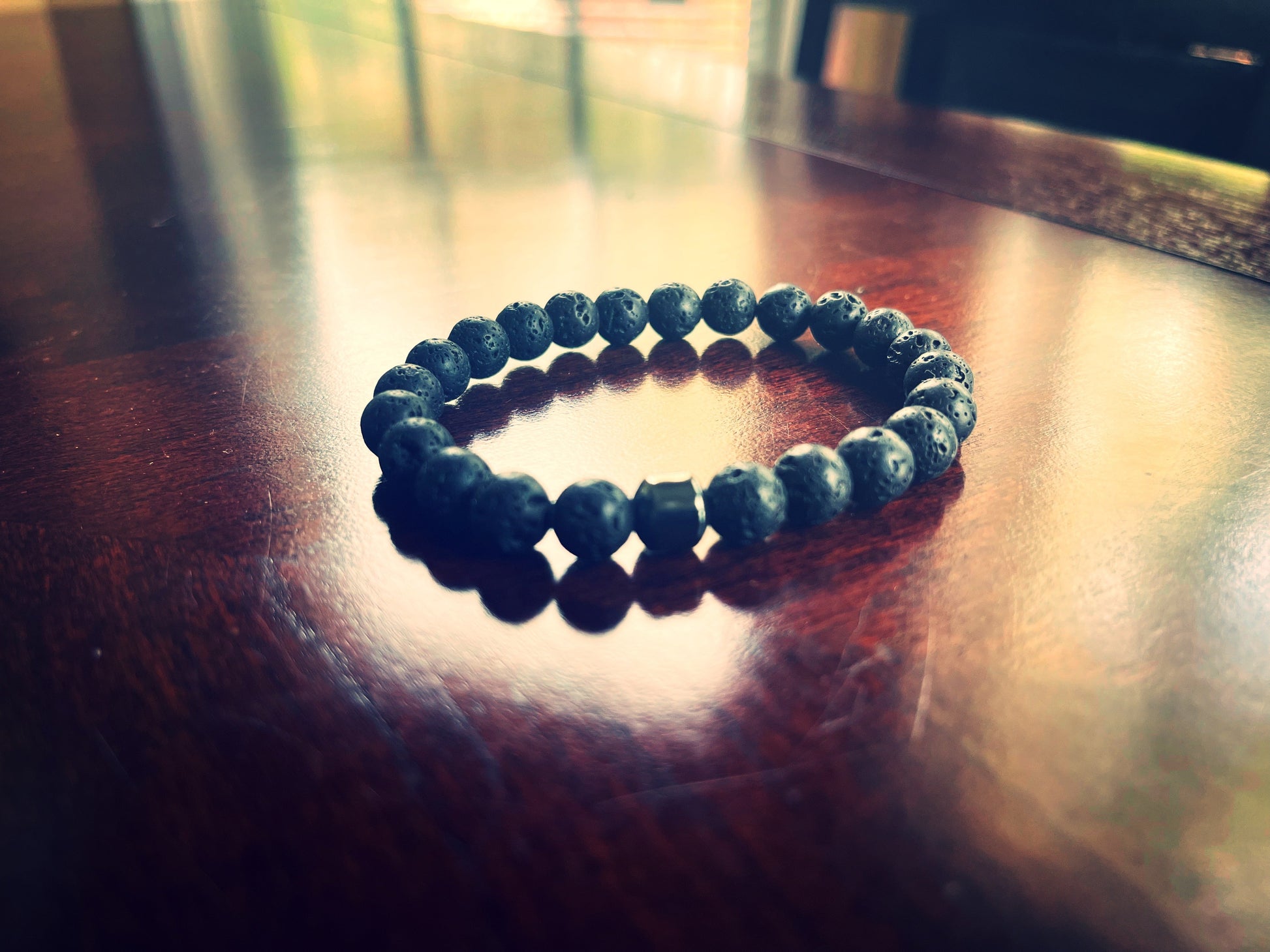Lava Stone Bracelet with Hematite | Natural Stone Beaded Bracelet - 8mm; 19-19.5 cm - 550strong