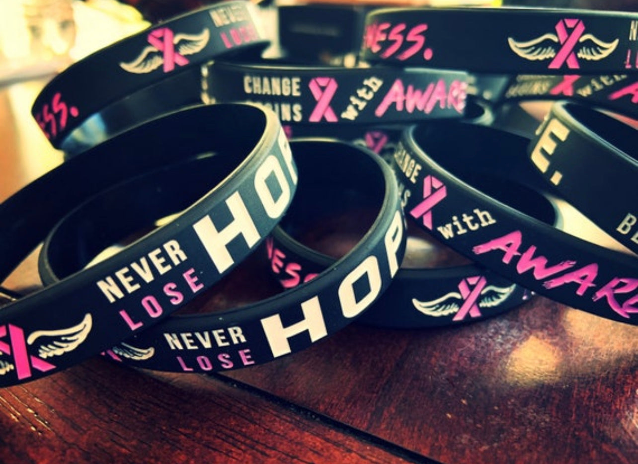 Breast Cancer Awareness Pink Silicone Bracelets | Never Lose Hope Bracelet - 550strong