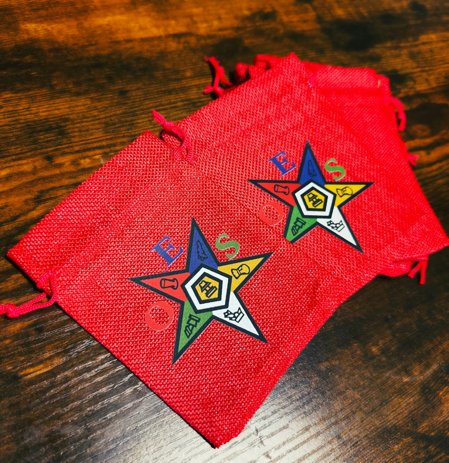 Order of Eastern Star (OES) Gift Bags | OES Burlap Bag - Red
