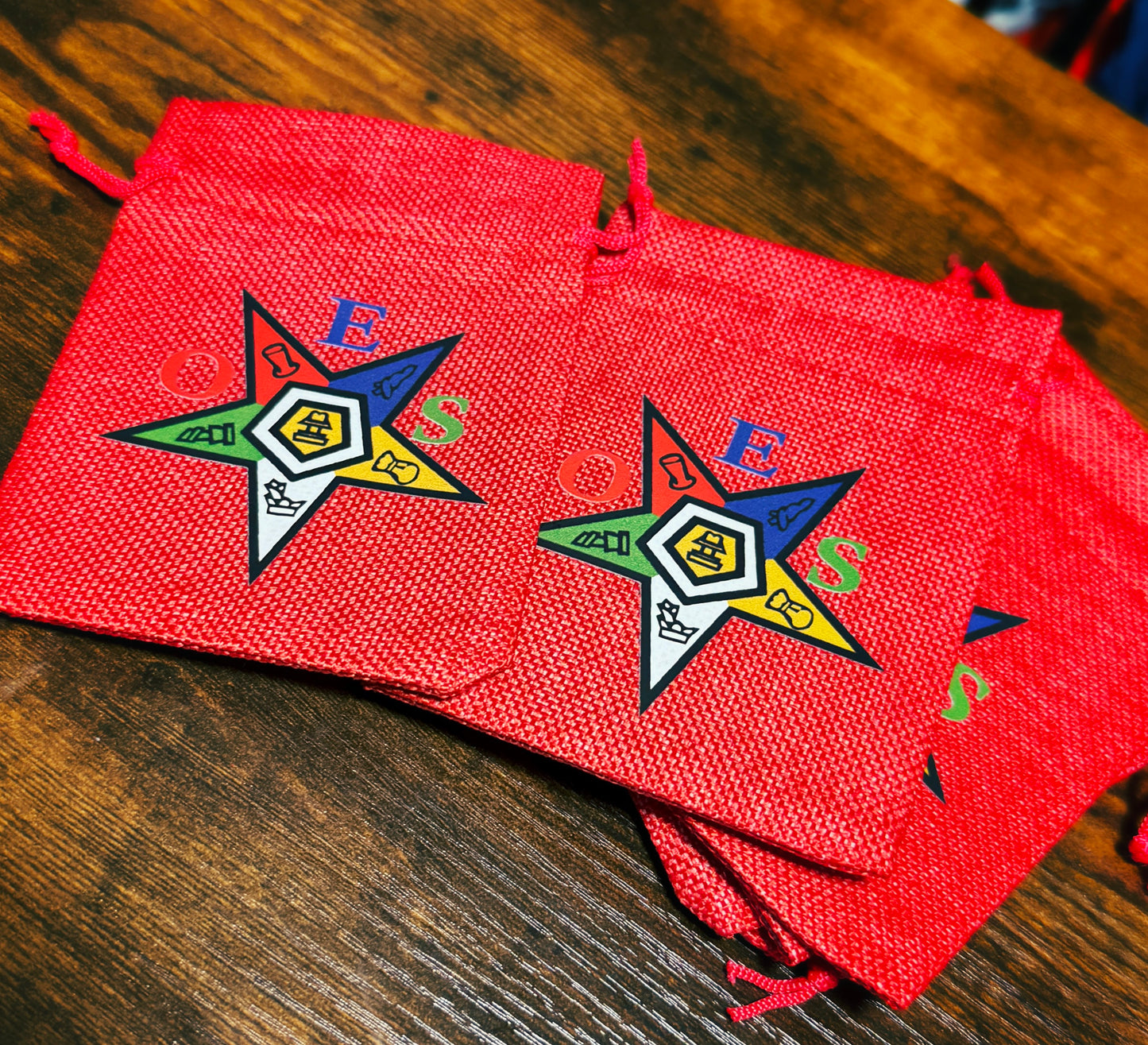 Order of Eastern Star (OES) Gift Bags | OES Burlap Bag - Red