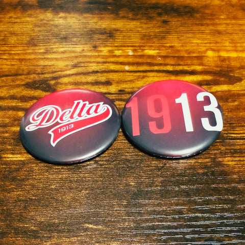 Delta Sigma Theta Button - Delta Swoosh 13 Bundle - 2.25"