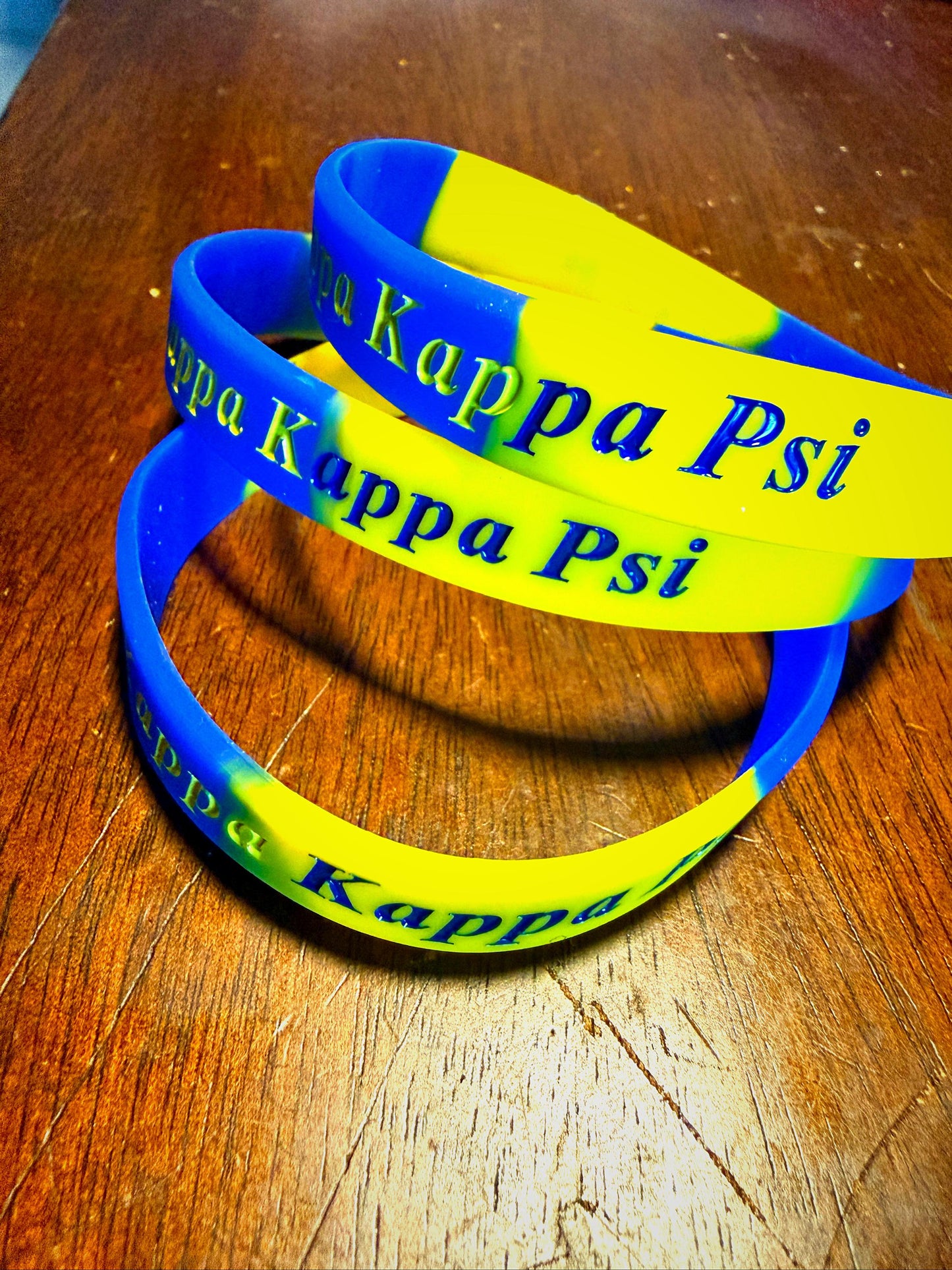 Kappa Kappa Psi Blue & Gold Silicone Wristband – Greek Letter Band Bracelet | Fraternity Pride Accessory