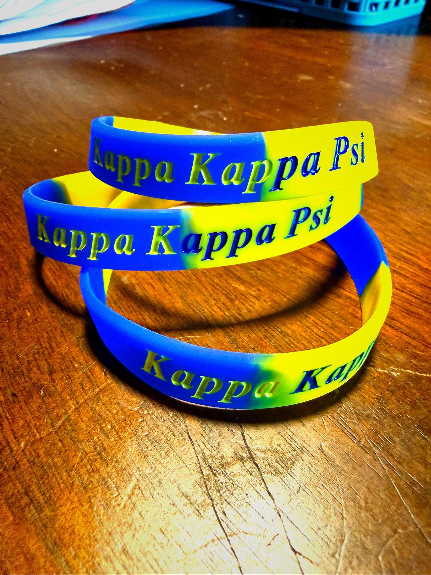 Kappa Kappa Psi Blue & Gold Silicone Wristband – Greek Letter Band Bracelet | Fraternity Pride Accessory