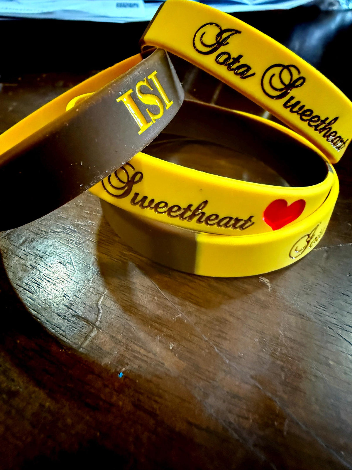 IOTA Sweethearts Silicone Wristband | Gold & Brown Iota Phi Theta Inspired Bracelet | Greek Paraphernalia Gift