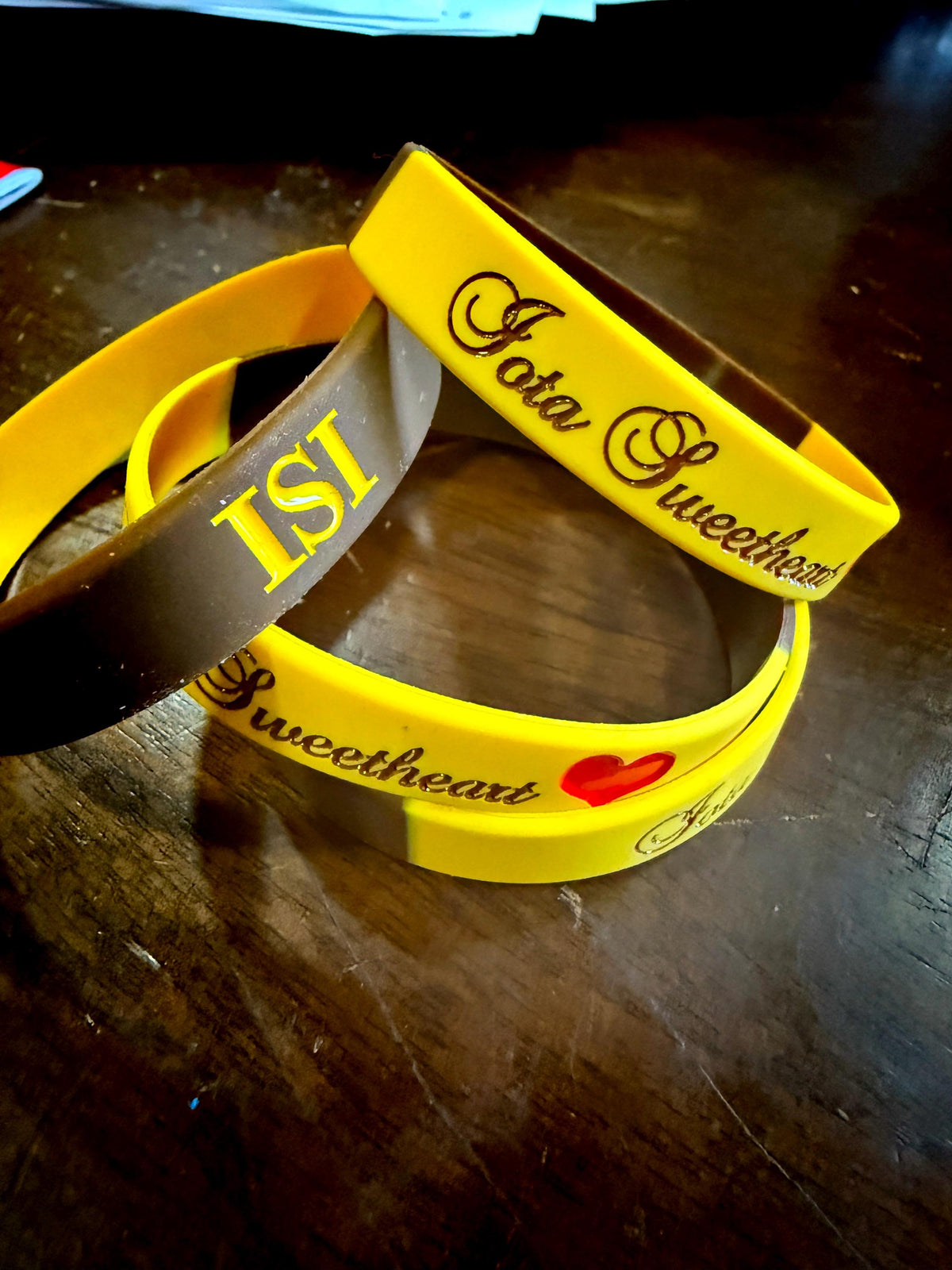 IOTA Sweethearts Silicone Wristband | Gold & Brown Iota Phi Theta Inspired Bracelet | Greek Paraphernalia Gift