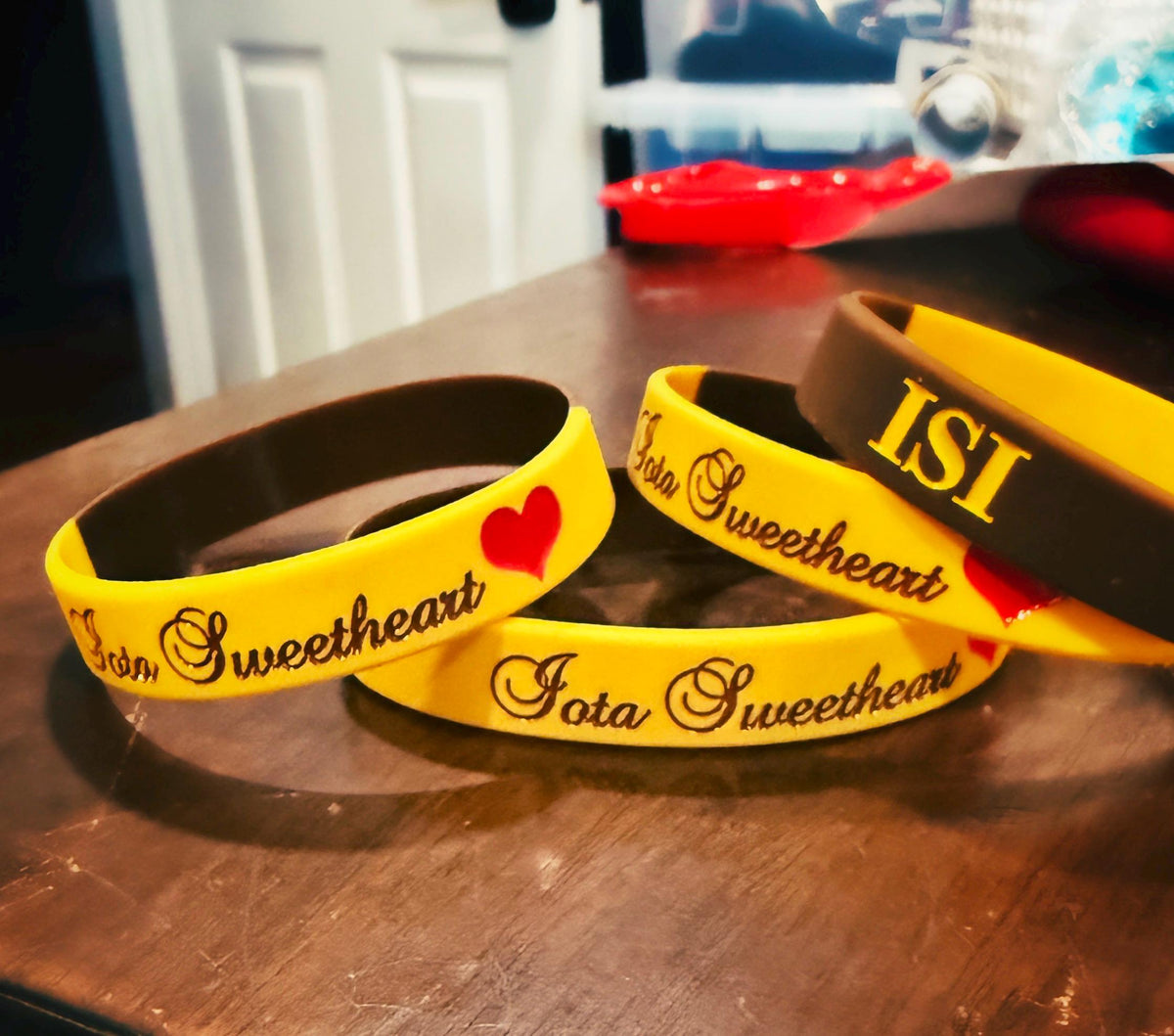 IOTA Sweethearts Silicone Wristband | Gold & Brown Iota Phi Theta Inspired Bracelet | Greek Paraphernalia Gift