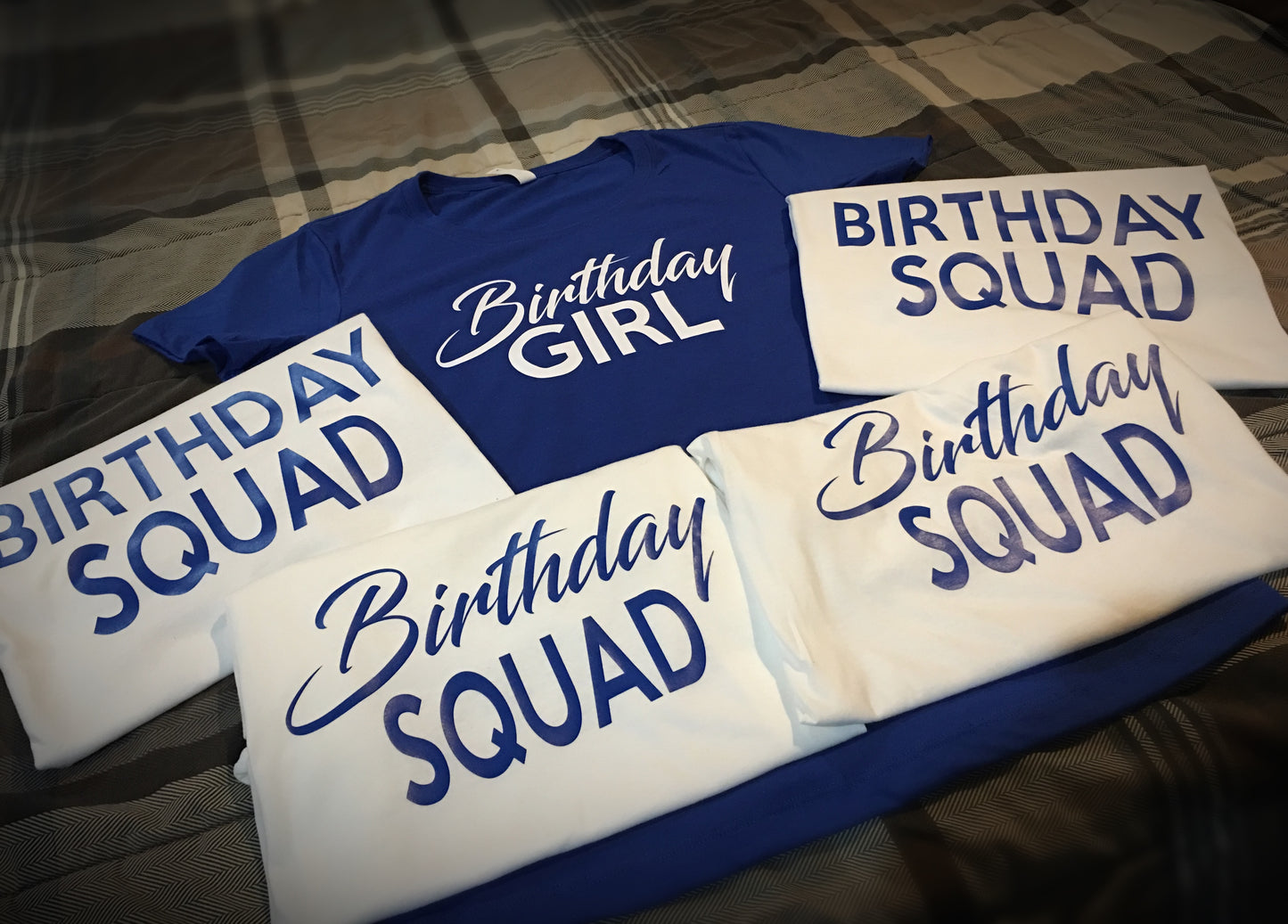 Birthday Girl and Squad T-Shirt - Royal Blue and White Edition