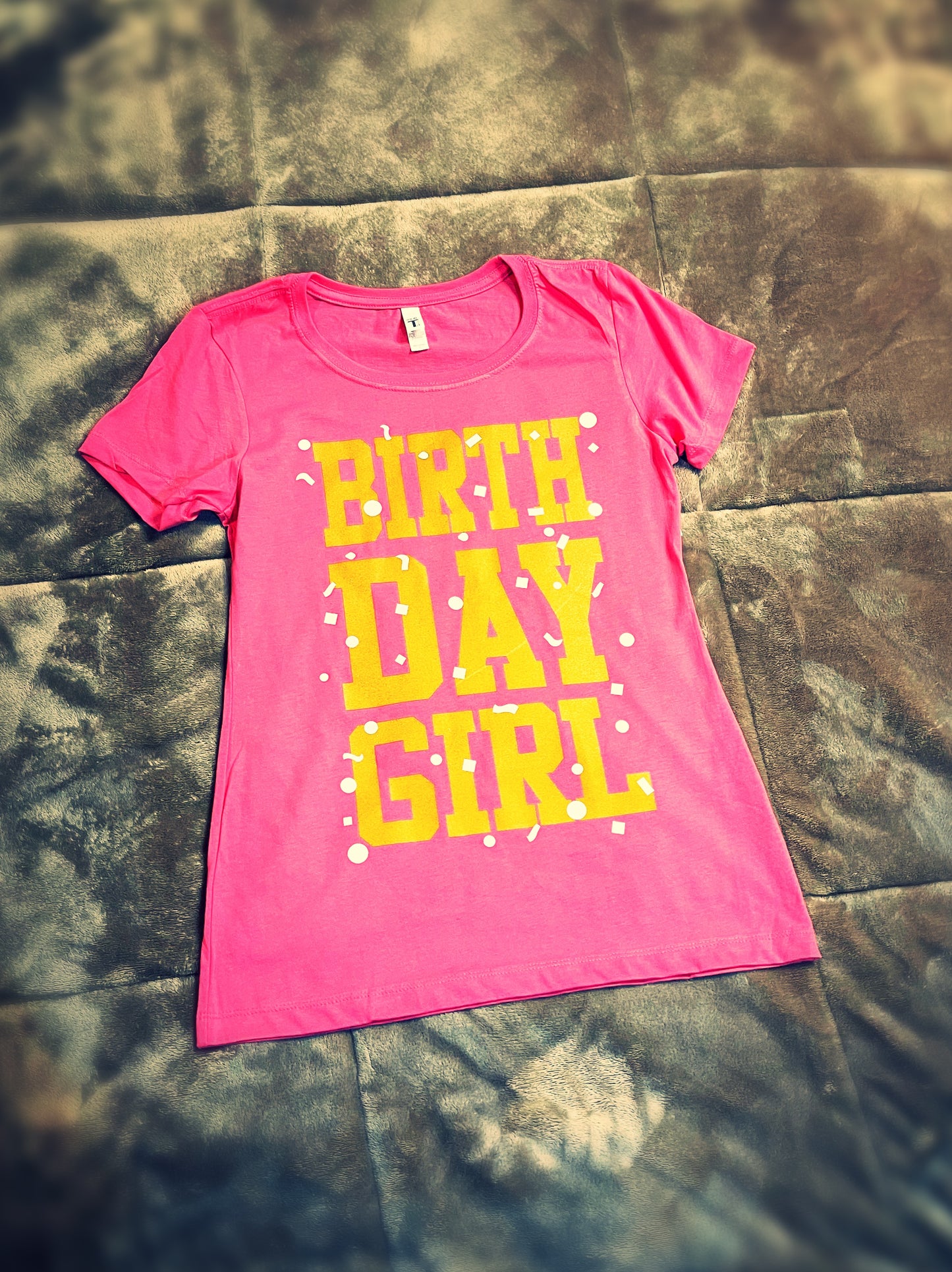 Birthday Girl T-Shirt (Pink, Gold, and White)