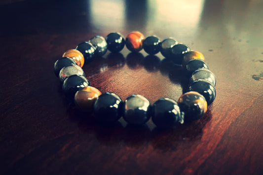 The Protector - Obsidian, Tigers Eye, and Hematite Nature Stone Bracelet