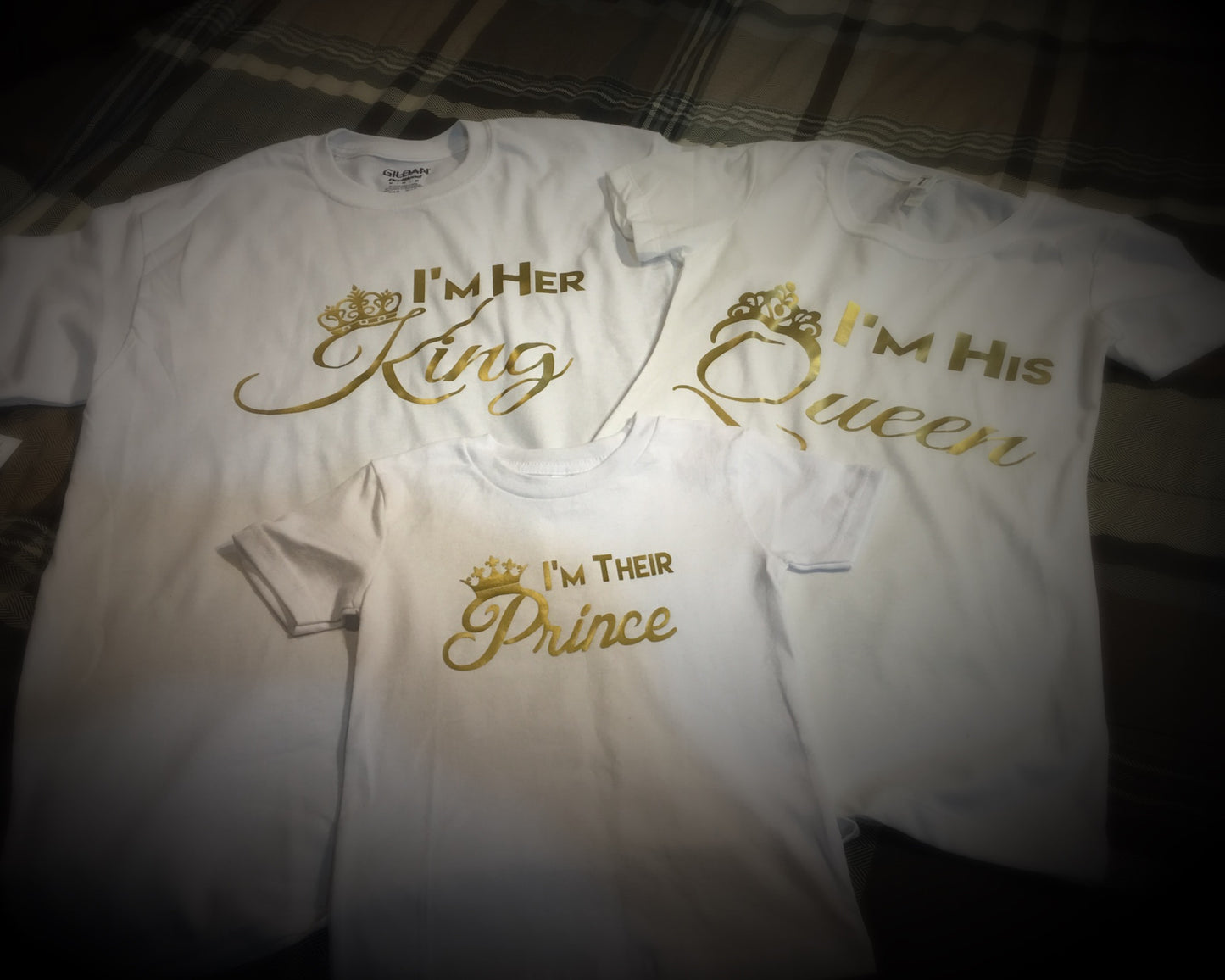 Family - King,Queen,Princess or Prince T-Shirt - White w/ Gold Graphics - 550strong