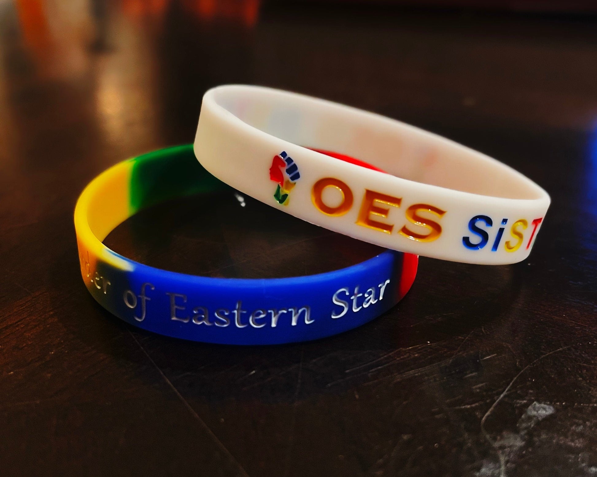OES Bracelet Bundle / Order of the Eastern Star Bracelet Bundle/ OES Rubber / Soft PVC Bracelet - White and Colorful - 550strong