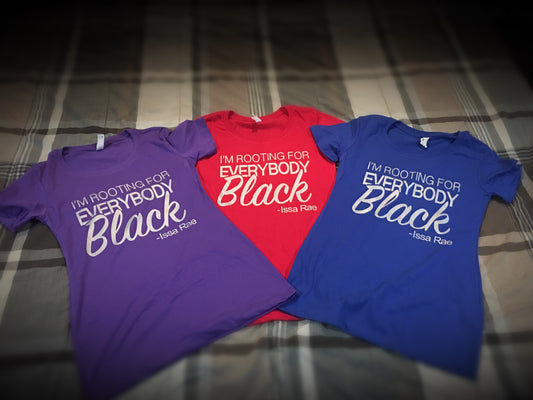 BLM - I'm Rooting for Everyone Black T-Shirt - Red, Purple, or Blue