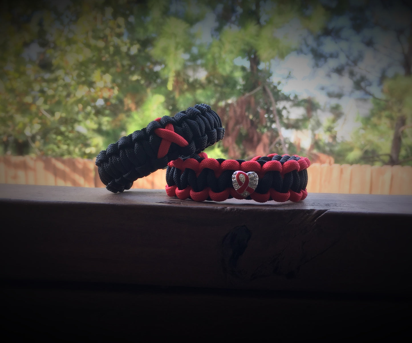 Paracord - Sickle Cell Awareness Ribbon/Heart Bracelet - 550strong